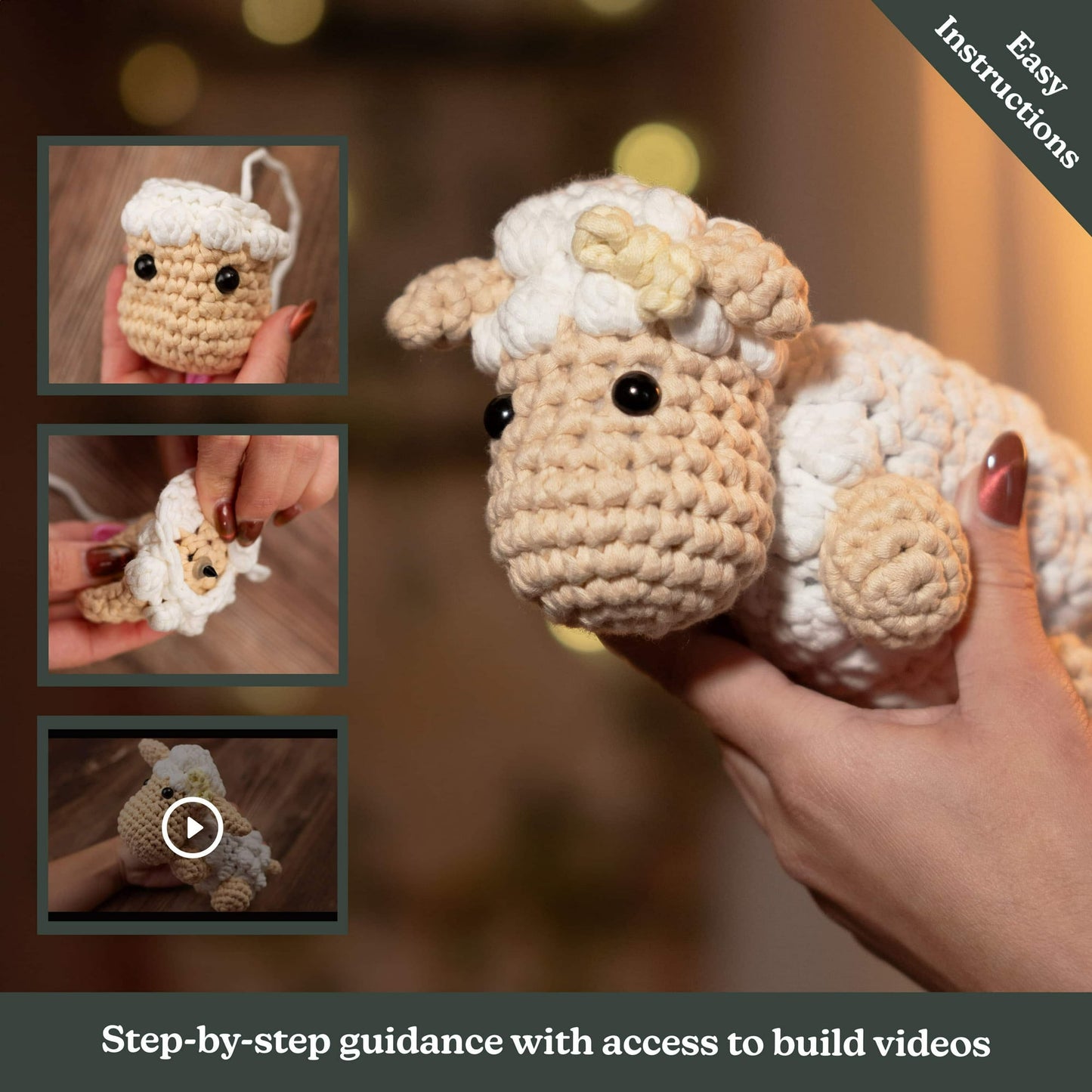 CraftBud Crochet Kit for Beginners, Learn to Crochet Amigurumi Stuffed Animal Kit with Step-by-Step Video Tutorials, Arts & Crafts For Kids and Adults