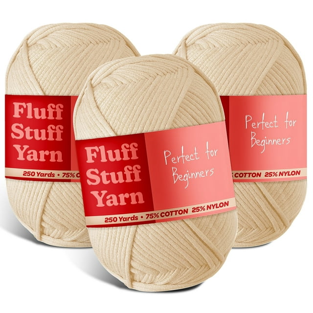 Soft Yarn for Crocheting – Crochet & Knitting Yarn, Beginner Yarn with Easy-to-See Stitches, 250 Yds Amigurumi Yarn, Cotton-Nylon Blend Tshirt Yarn for Crocheting, Worsted Weight Yarn