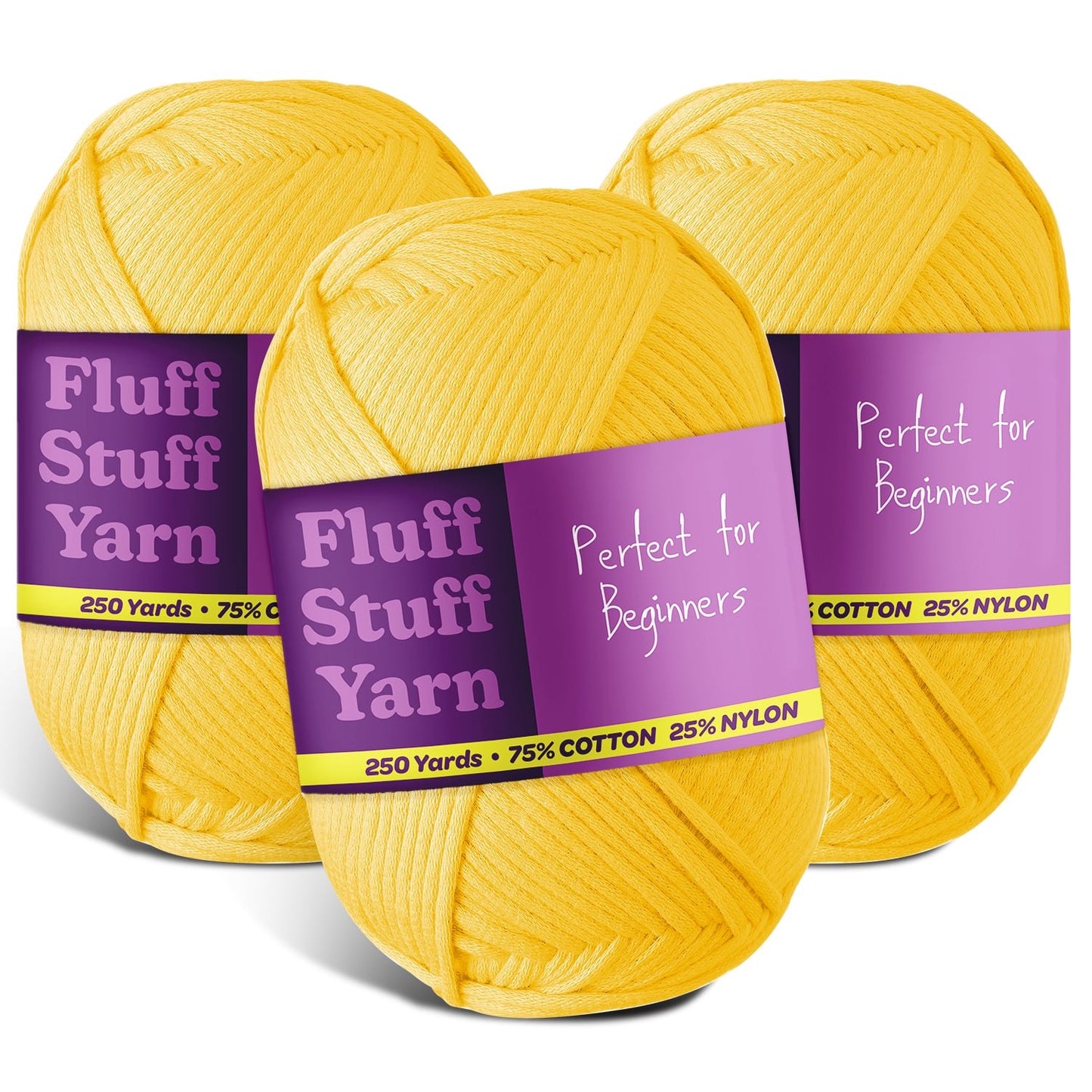 Soft Yarn for Crocheting – Crochet & Knitting Yarn, Beginner Yarn with Easy-to-See Stitches, 250 Yds Amigurumi Yarn, Cotton-Nylon Blend Tshirt Yarn for Crocheting, Worsted Weight Yarn