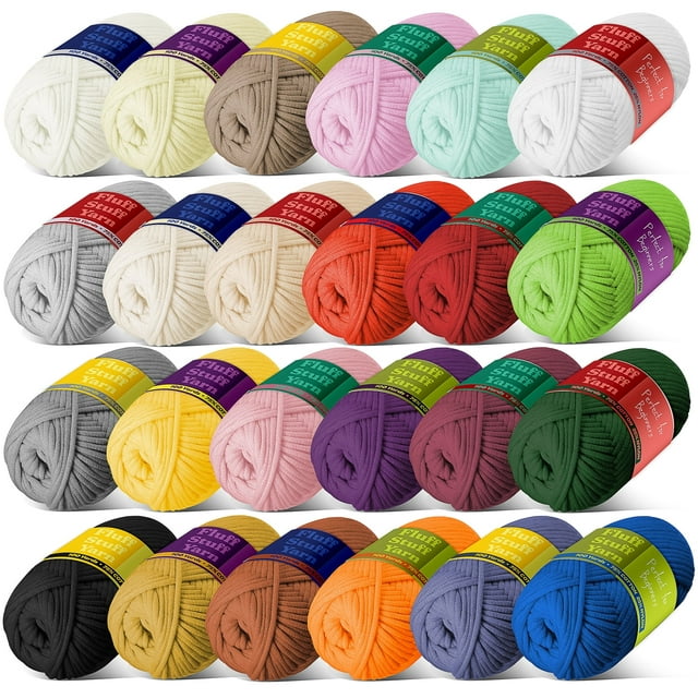 Soft Yarn for Crocheting – Crochet & Knitting Yarn, Beginner Yarn with Easy-to-See Stitches, 12 x 50g - 1200 Yards Amigurumi Yarn, Cotton-Nylon Blend Tshirt Yarn for Crocheting, Worsted Weight Yarn 4