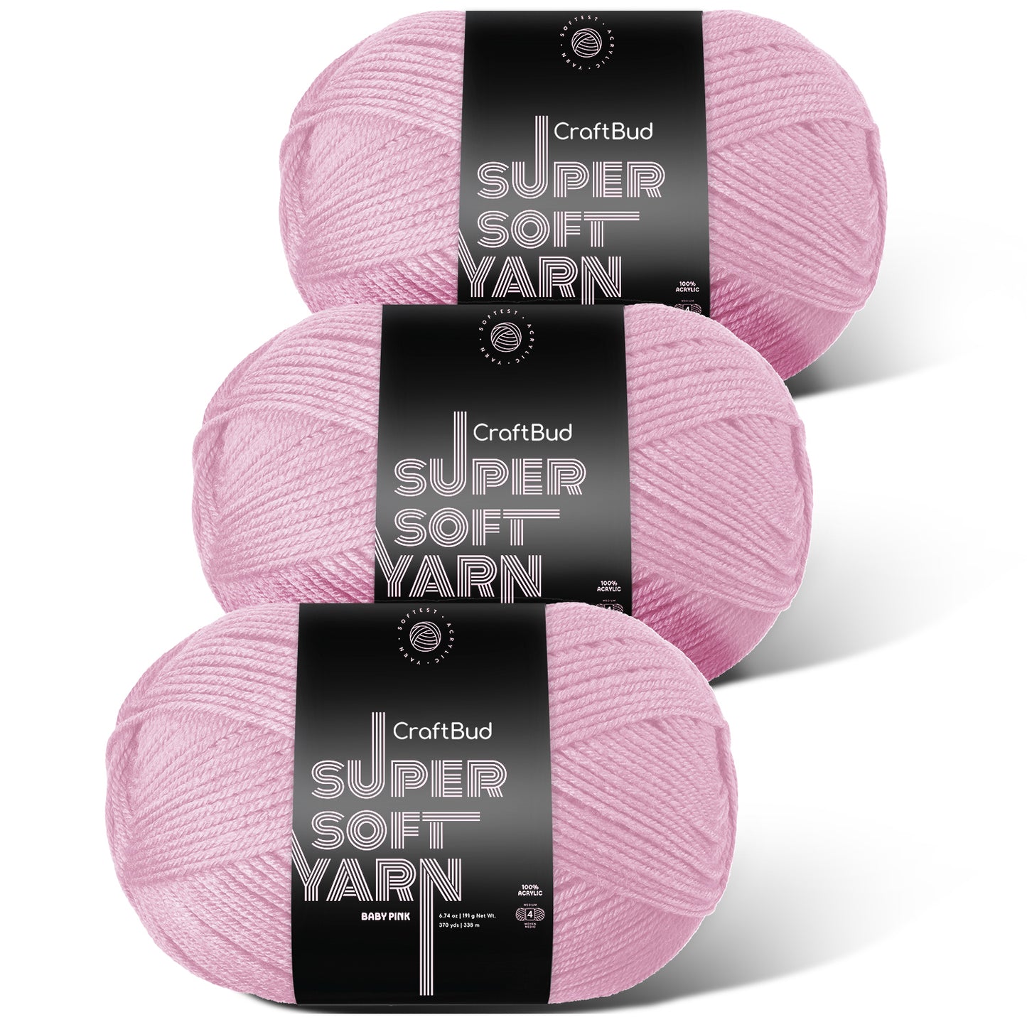 Acrylic Yarn for Crocheting & Knitting - Crochet Yarn for Crocheting, Knitting Yarn, Soft Yarn for Crocheting, 3 Pack of 370 Yards Yarn for Knitting & Amigurumi, Medium Worsted Weight Yarn