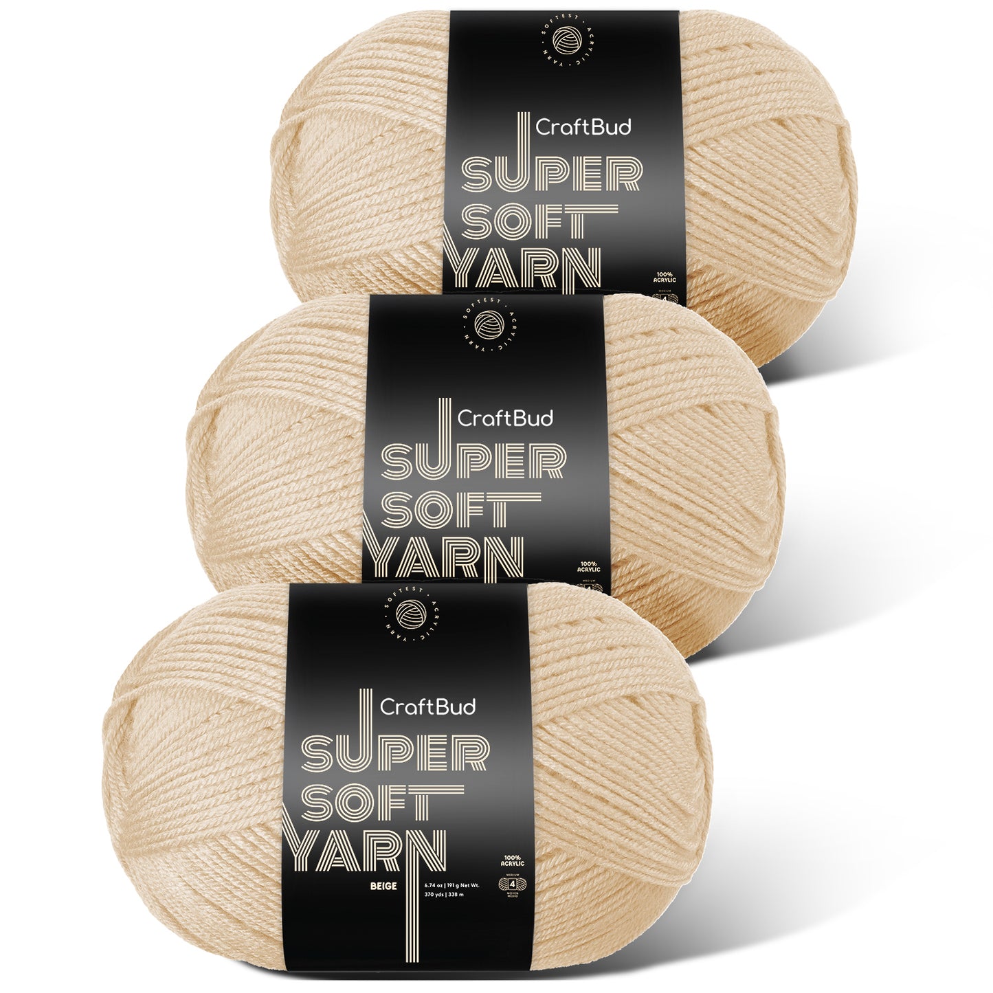 Acrylic Yarn for Crocheting & Knitting - Crochet Yarn for Crocheting, Knitting Yarn, Soft Yarn for Crocheting, 3 Pack of 370 Yards Yarn for Knitting & Amigurumi, Medium Worsted Weight Yarn