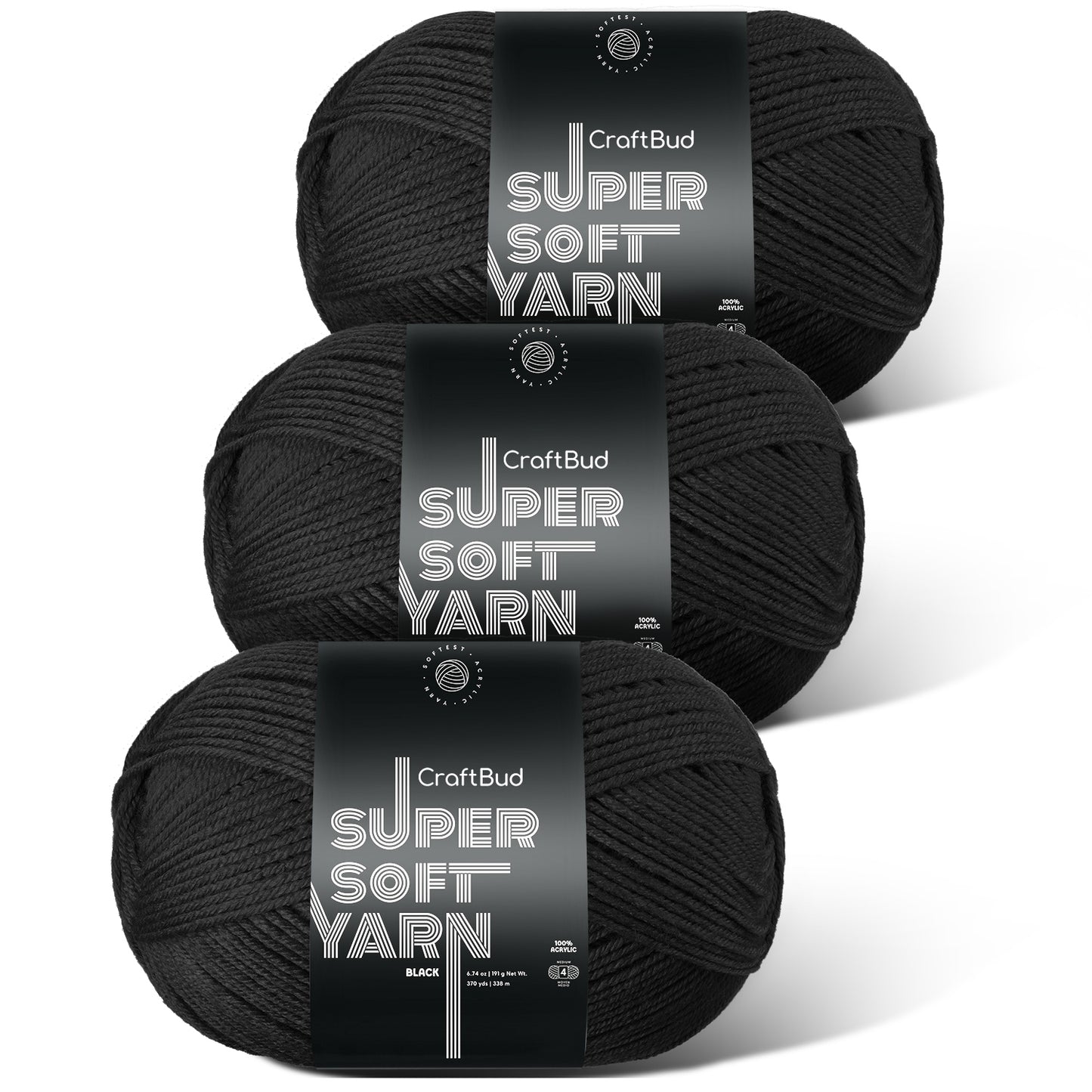 Acrylic Yarn for Crocheting & Knitting - Crochet Yarn for Crocheting, Knitting Yarn, Soft Yarn for Crocheting, 3 Pack of 370 Yards Yarn for Knitting & Amigurumi, Medium Worsted Weight Yarn