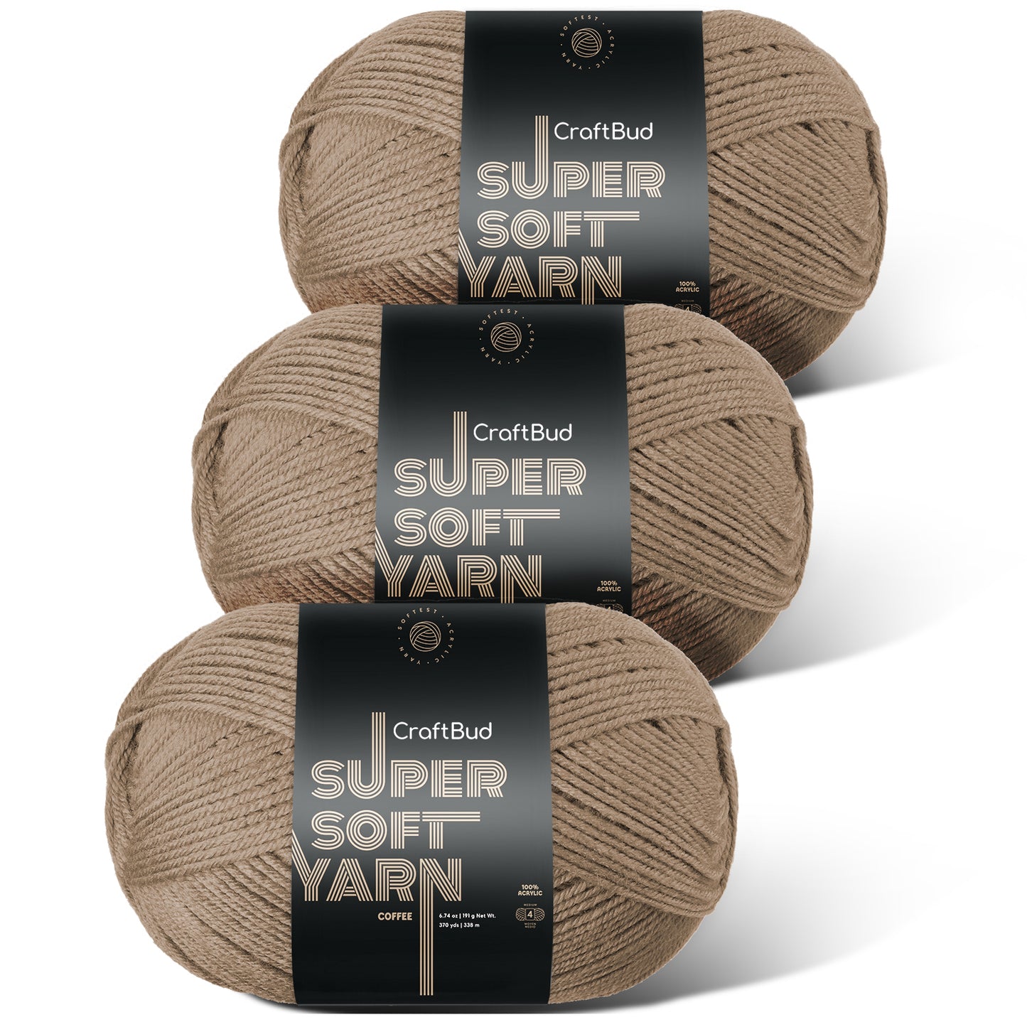 Acrylic Yarn for Crocheting & Knitting - Crochet Yarn for Crocheting, Knitting Yarn, Soft Yarn for Crocheting, 3 Pack of 370 Yards Yarn for Knitting & Amigurumi, Medium Worsted Weight Yarn