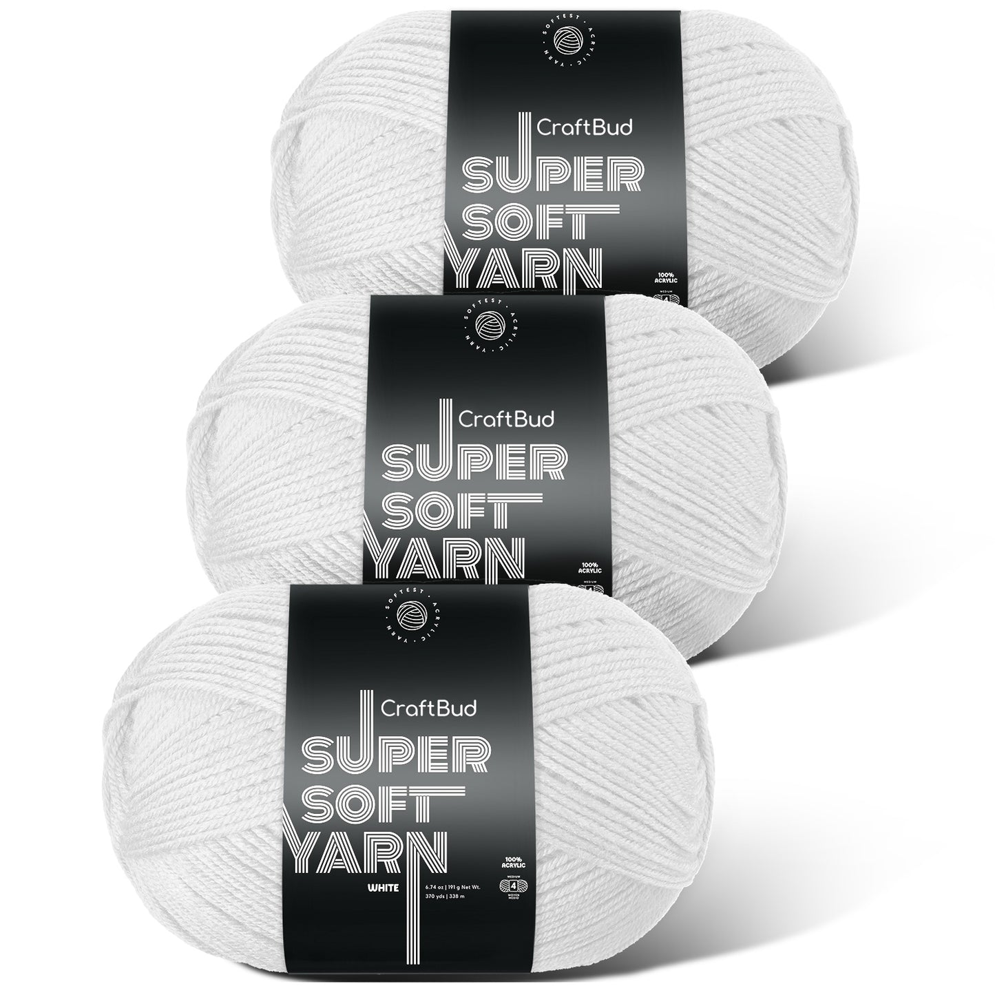 Acrylic Yarn for Crocheting & Knitting - Crochet Yarn for Crocheting, Knitting Yarn, Soft Yarn for Crocheting, 3 Pack of 370 Yards Yarn for Knitting & Amigurumi, Medium Worsted Weight Yarn