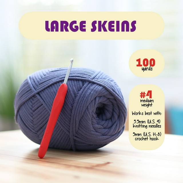 Soft Yarn for Crocheting – Crochet & Knitting Yarn, Beginner Yarn with Easy-to-See Stitches, 12 x 50g - 1200 Yards Amigurumi Yarn, Cotton-Nylon Blend Tshirt Yarn for Crocheting, Worsted Weight Yarn 4