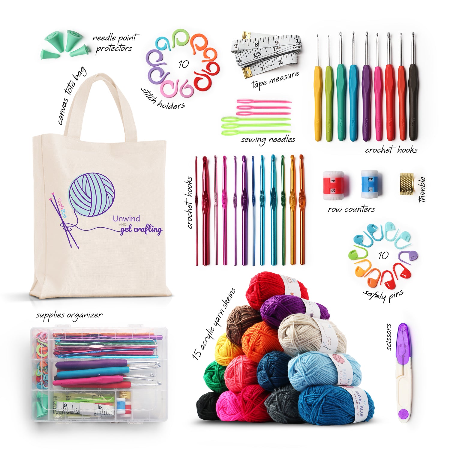 CrochetBuds Crochet Kit for Beginners | Pig Pattern | Crochet Kit for Adults, Teens, & Kids w/ Instructions, Easy to Use Yarn Bundle, Hook, Needles