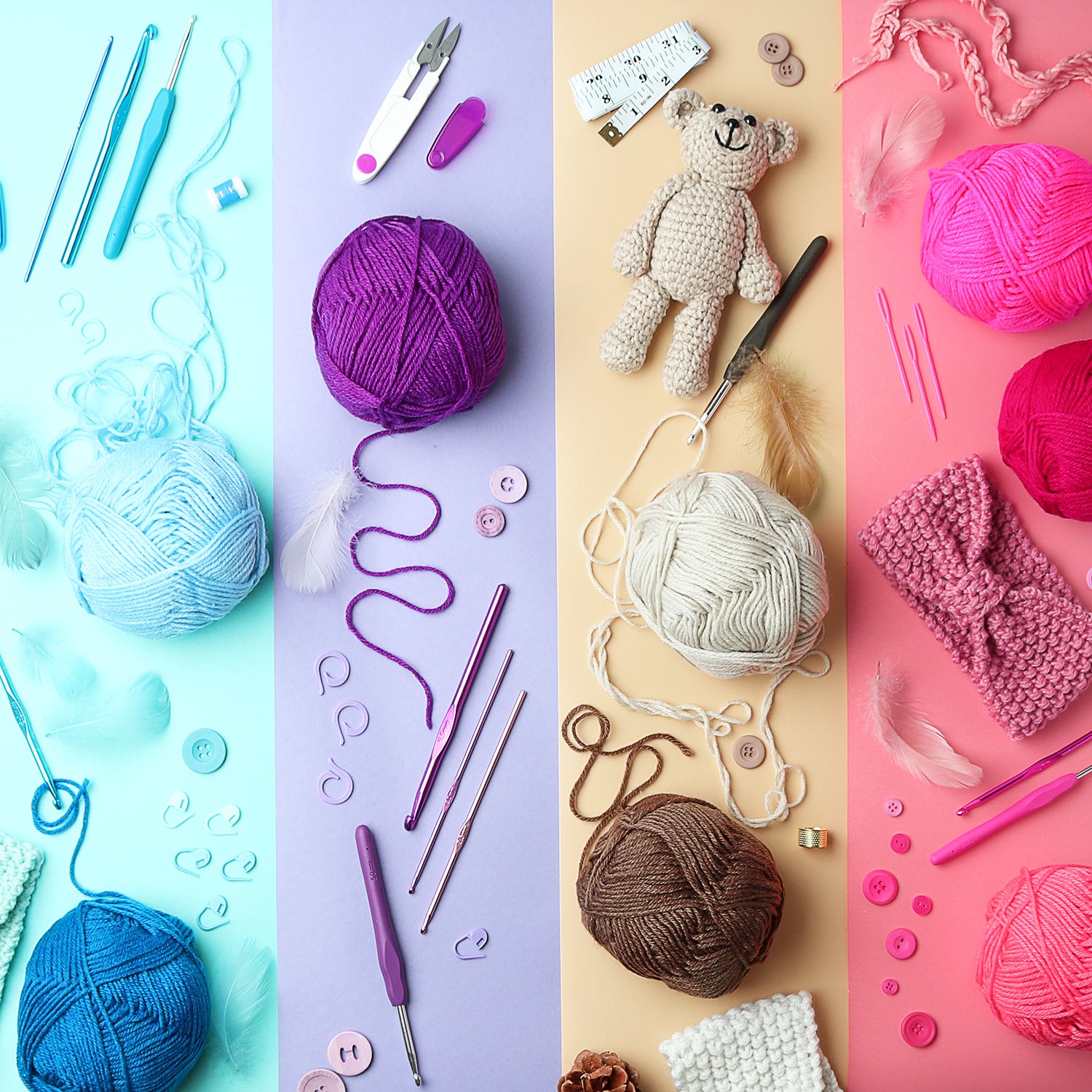 Craftbud (12pc) Crochet Yarn, Multi-Colored Acrylic Hand Knitting Yarn for  Crochet, 1200 Yards 