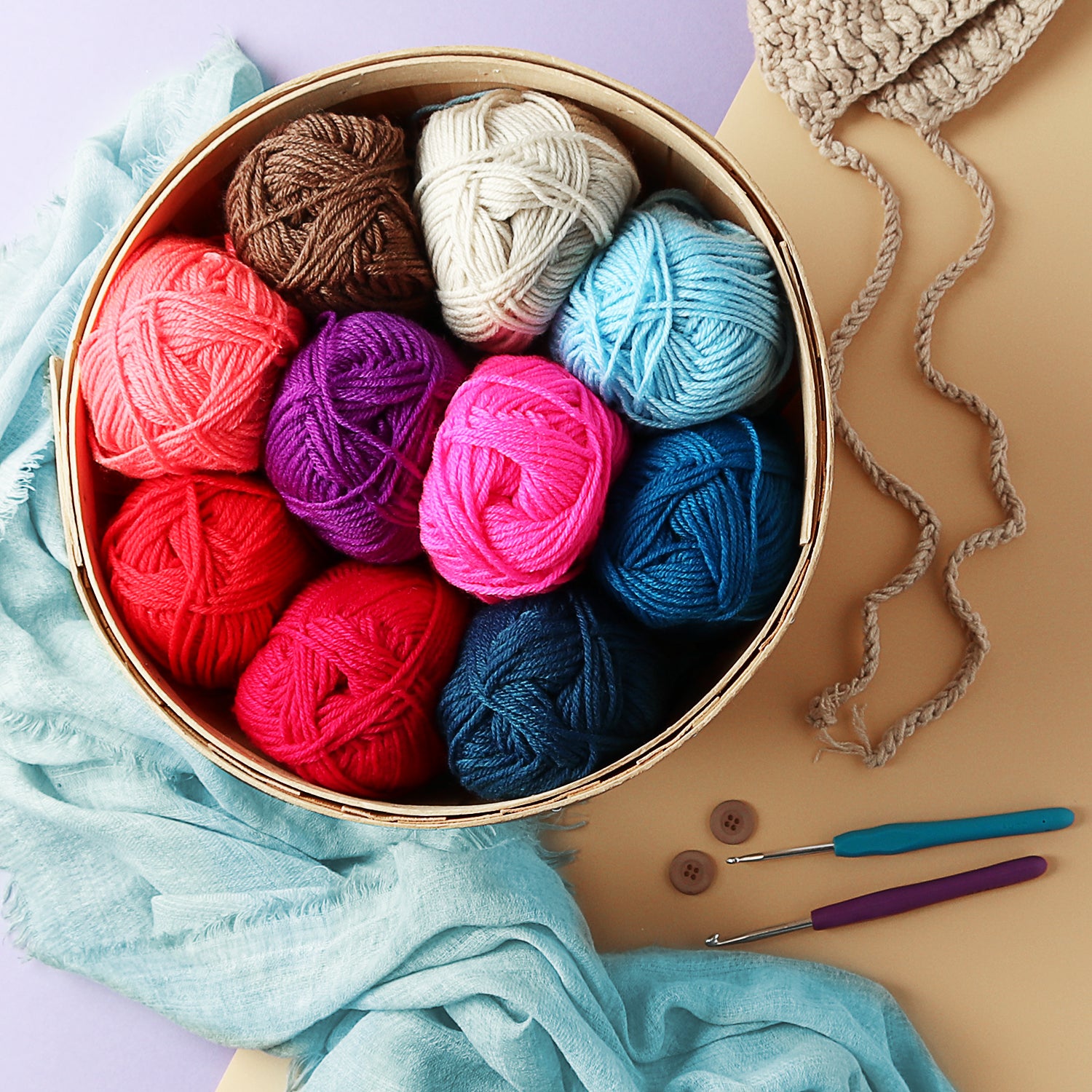 JumblCrafts 24 Piece Yarn Crochet Kit & Knitting Set w/Crochet Accessories  - Multi
