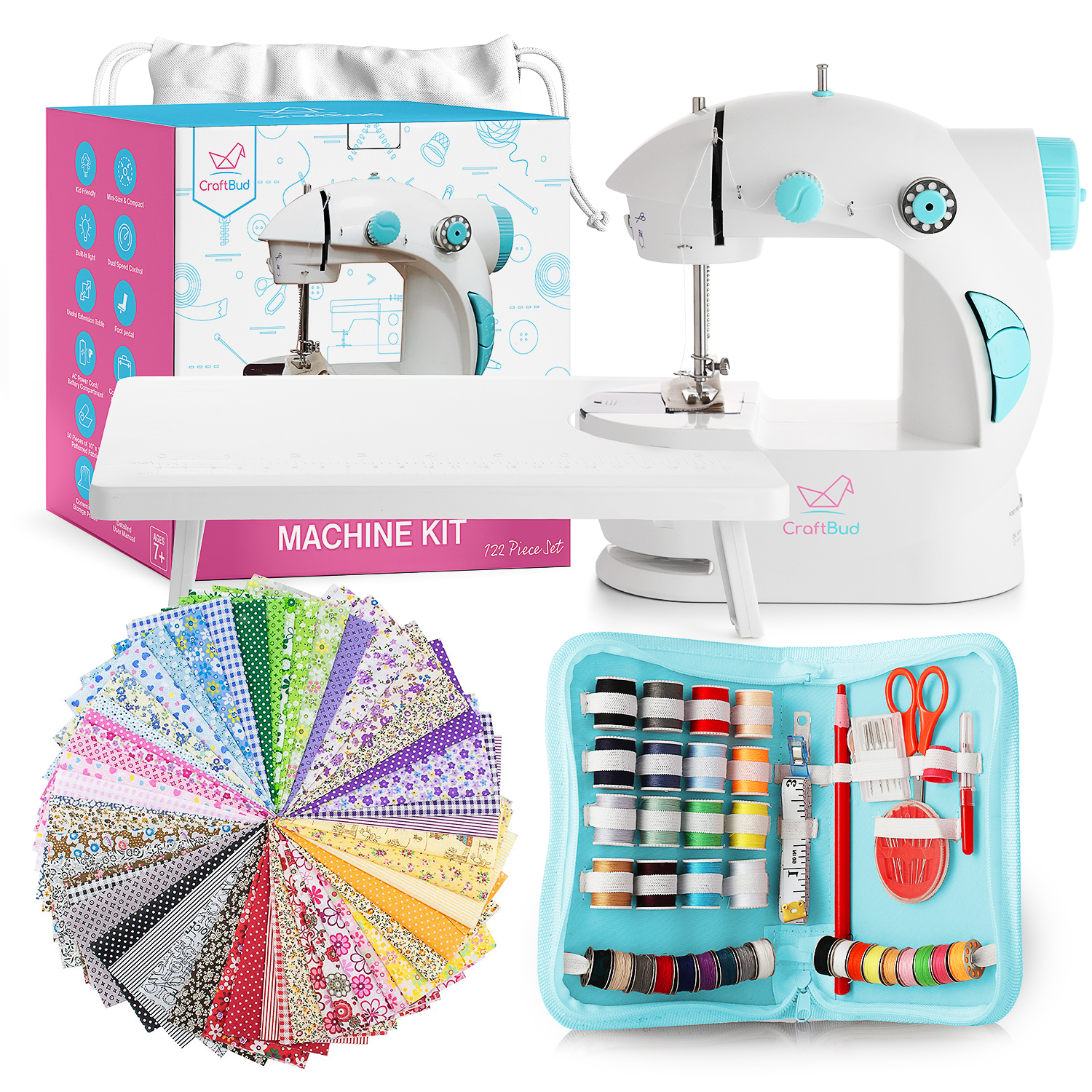 Magicfly Mini Sewing Machine with Extension Table, Dual Speed Portable  Sewing Machine for Beginner with Light