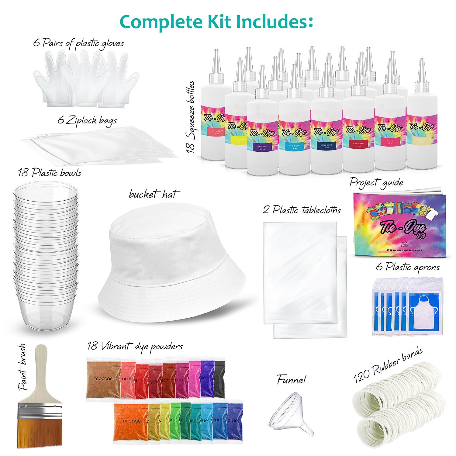 Lifehacks Tie Dye Kit for Kids and Adults – 12 Vibrant Colors Tye Dye Kit  for Clothing, Craft Fabric Textile Project, Non-Toxic Tie Dye Set for Large