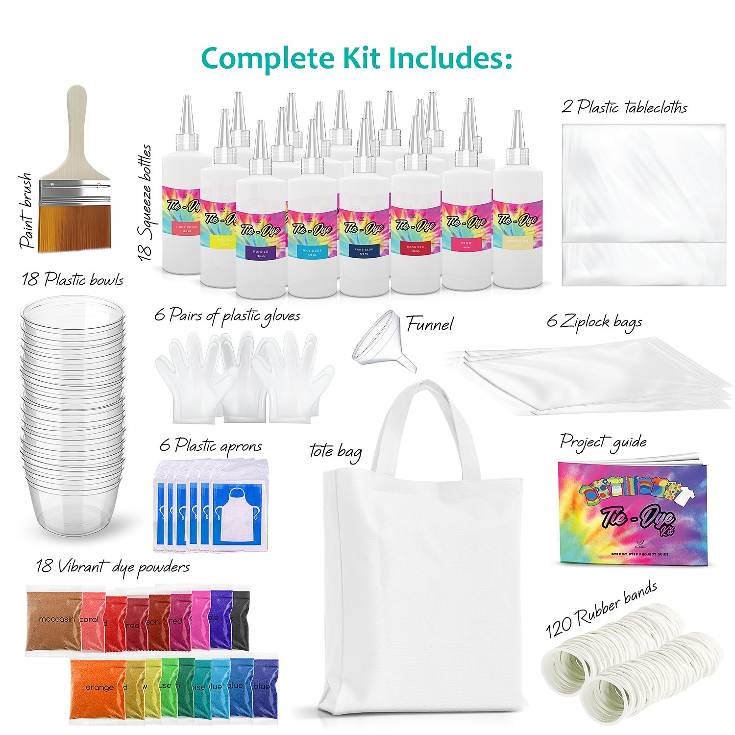 DIY Tie Dye Powder Kit,5 Colors Kit,Fabric Dye for Kids Adults with Gloves,Rubber Bands,Apron and Table Covers