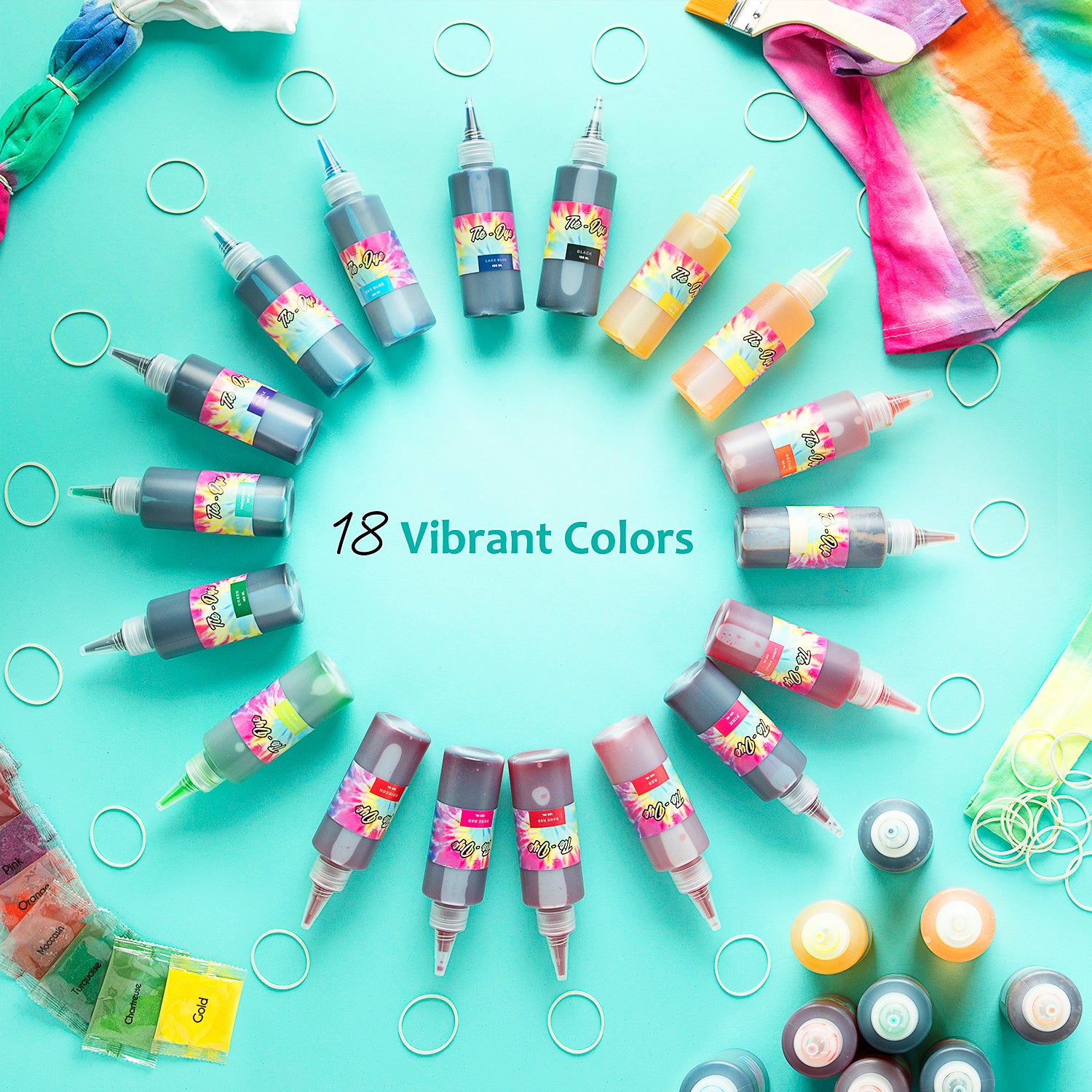 HTVRONT 8 Colors Tie Dye Kits Pre-Filled Bottles Tyedyedye Kit for Beginners, Men's, Size: Large